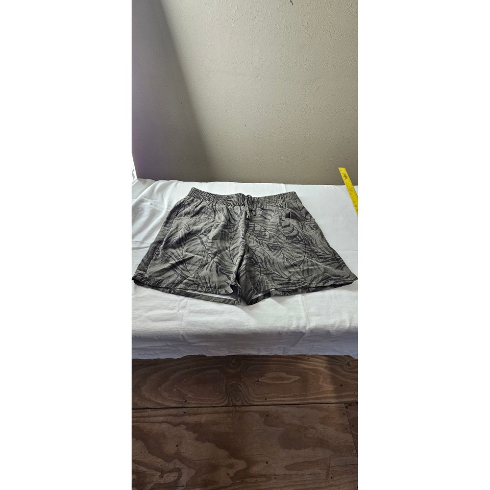 Cato Womens Olive Green Tropical Palm Leaf Print Linen Blend Shorts Large